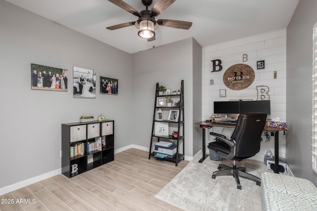 office space with ceiling fan