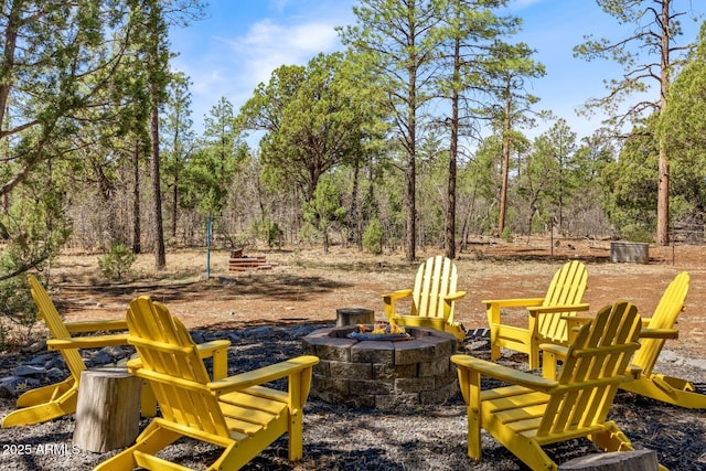 exterior space featuring a fire pit