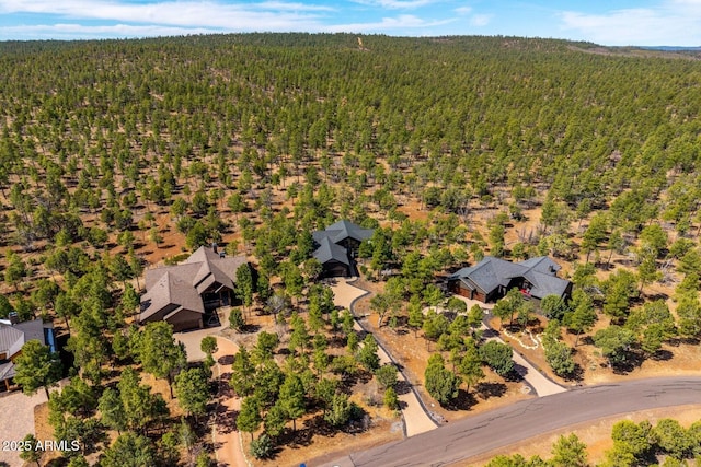 aerial view with a wooded view