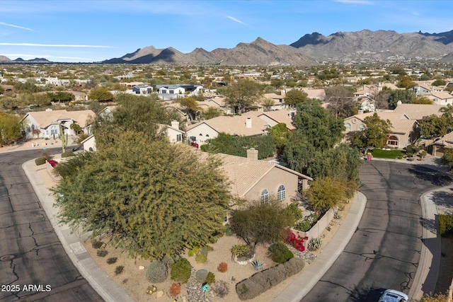 drone / aerial view with a mountain view