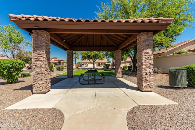 view of patio / terrace with a gazebo and central AC