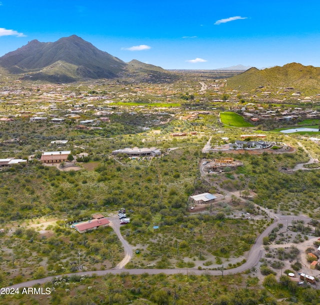 bird's eye view with a mountain view