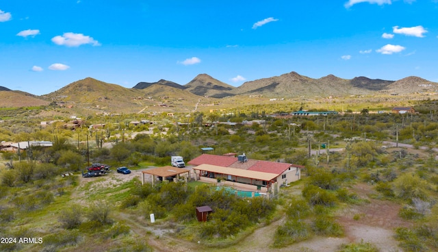 aerial view with a mountain view