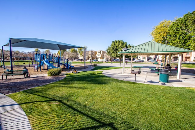 view of playground with a yard