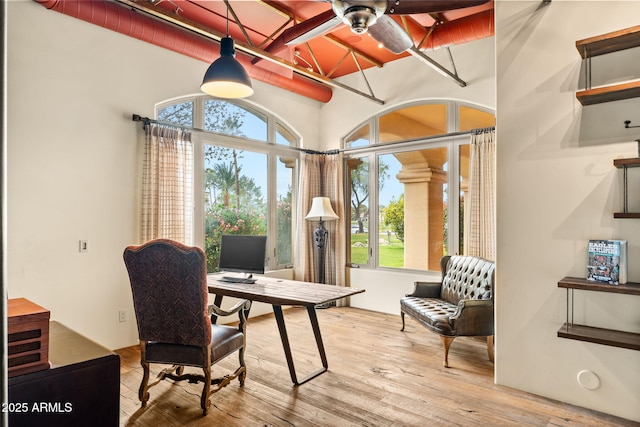office area featuring hardwood / wood-style floors