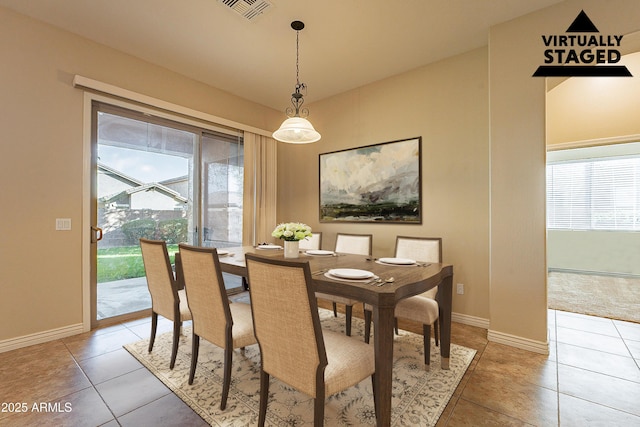 view of tiled dining area