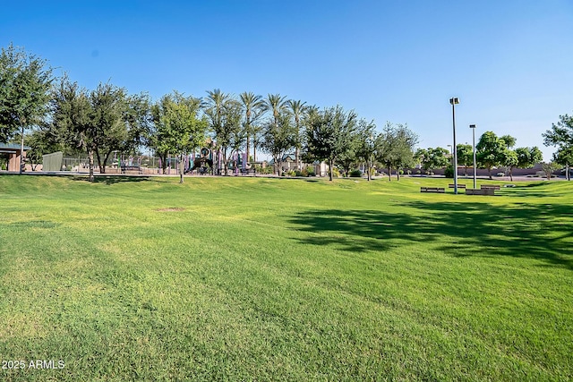 view of home's community with a lawn