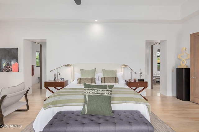 bedroom featuring light wood-type flooring