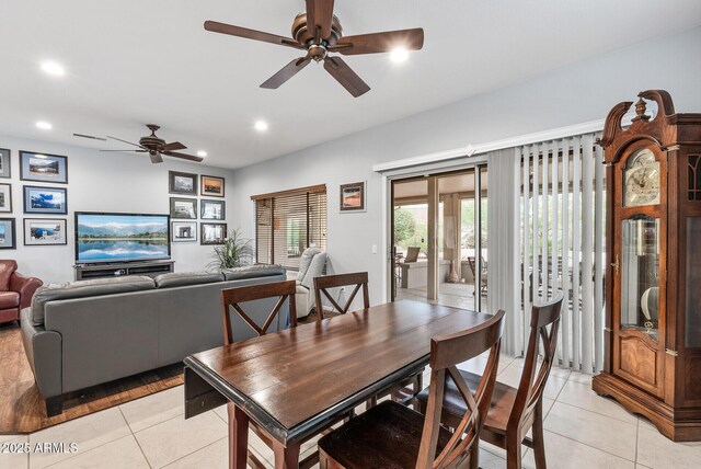20450 N Shadow Mountain Dr, Surprise, AZ 85374 - dining room with a ceiling fan, light tile patterned floors, and recessed lighting