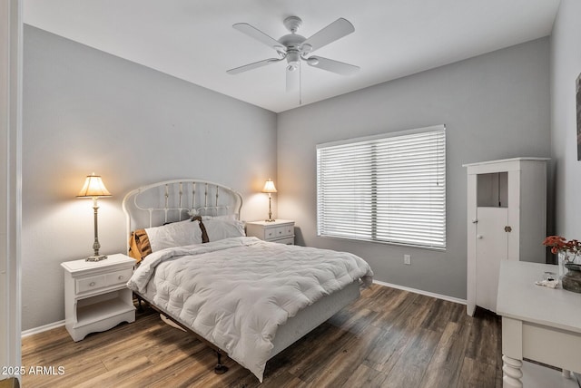 20450 N Shadow Mountain Dr, Surprise, AZ 85374 - bedroom featuring wood finished floors, baseboards, and a ceiling fan