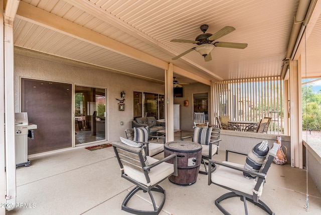 20450 N Shadow Mountain Dr, Surprise, AZ 85374 - view of patio / terrace featuring a ceiling fan, grilling area, and an outdoor hangout area