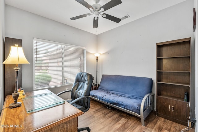 20450 N Shadow Mountain Dr, Surprise, AZ 85374 - home office featuring a ceiling fan and wood finished floors