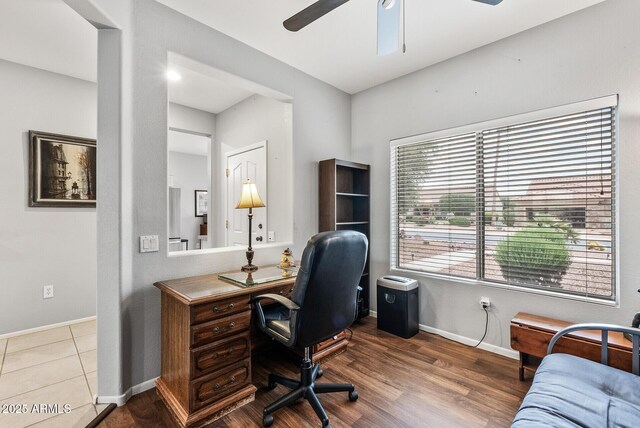 20450 N Shadow Mountain Dr, Surprise, AZ 85374 - office space with ceiling fan, baseboards, and wood finished floors