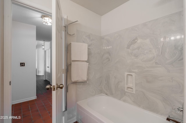 1226 E Greenway Cir, Mesa, AZ 85203 - full bathroom with tile patterned flooring, baseboards, and shower / washtub combination