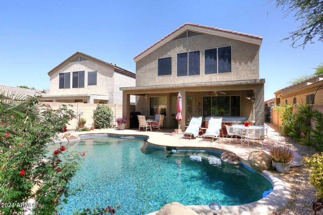 4321 E Desert Sky Ct, Cave Creek, AZ 85331 - view of swimming pool featuring a fenced in pool, a fenced backyard, and a patio area