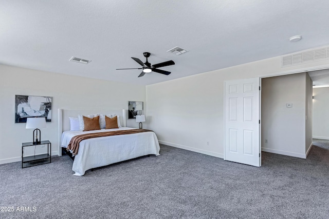 1612 E Desert Rose Trl, San Tan Valley, AZ 85143 - carpeted bedroom with visible vents, baseboards, and ceiling fan