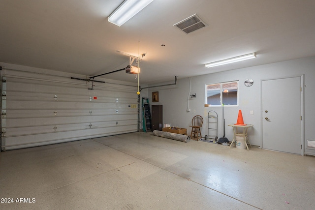 garage with a garage door opener