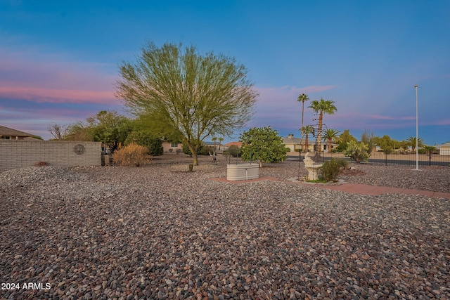 view of yard at dusk