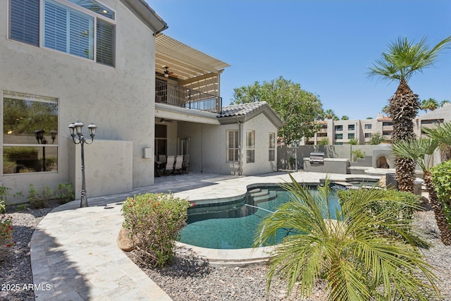 3202 E Orange Dr, Phoenix, AZ 85018 - view of swimming pool with a ceiling fan and a patio