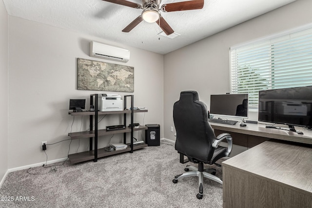 3358 W Sandra Ter, Phoenix, AZ 85053 - office area with an AC wall unit, carpet floors, a ceiling fan, and baseboards