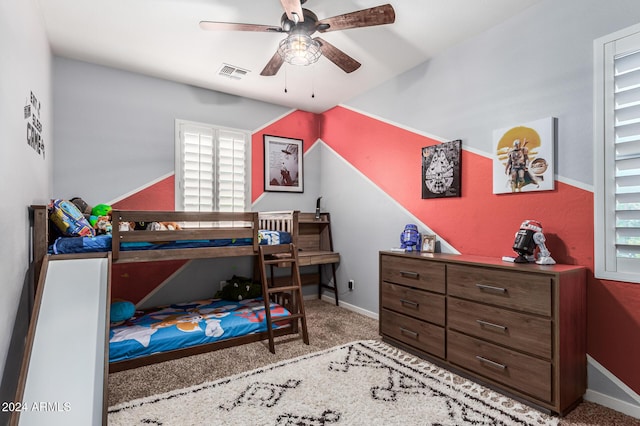 bedroom featuring carpet floors, baseboards, and visible vents