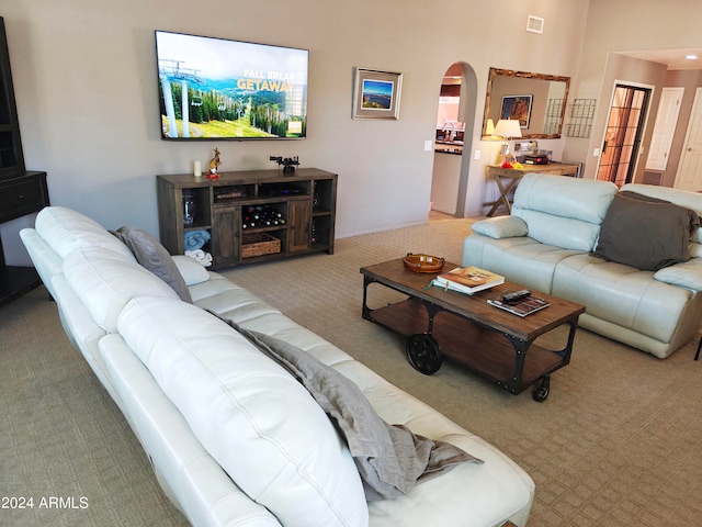 living room featuring carpet flooring