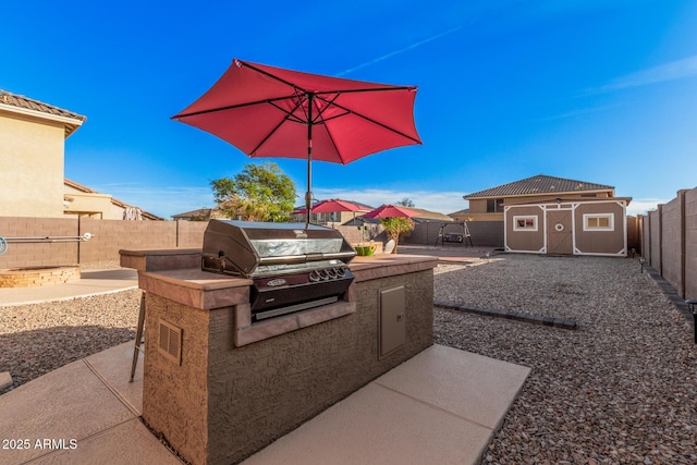 view of patio / terrace featuring area for grilling and exterior kitchen