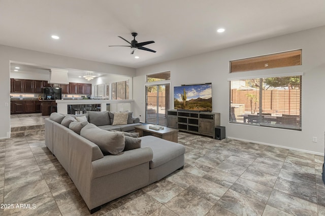 5917 N 133rd Ave, Litchfield Park, AZ 85340 - living area with recessed lighting, a ceiling fan, and baseboards