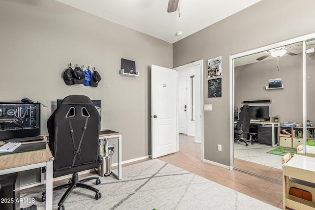 609 S 122nd Dr, Avondale, AZ 85323 - office area featuring ceiling fan and tile patterned flooring