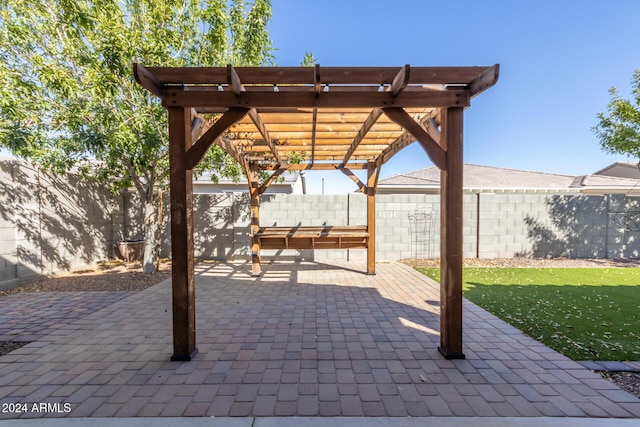 19034 W Yucatan Dr, Surprise, AZ 85388 - view of patio / terrace with a pergola and a fenced backyard
