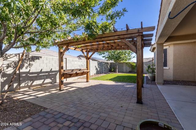 view of patio / terrace featuring a pergola