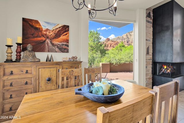 dining area with a chandelier