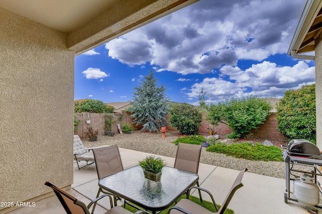 12935 E Ramos St, Dewey, AZ 86327 - fenced backyard featuring grilling area, a patio, and outdoor dining space