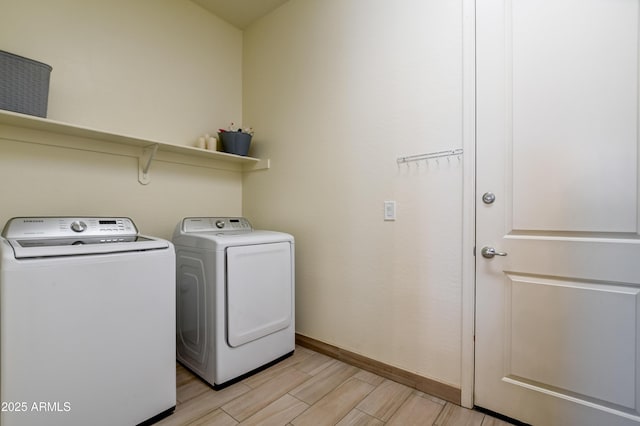 12935 E Ramos St, Dewey, AZ 86327 - washroom featuring washer and clothes dryer, wood tiled floors, and baseboards