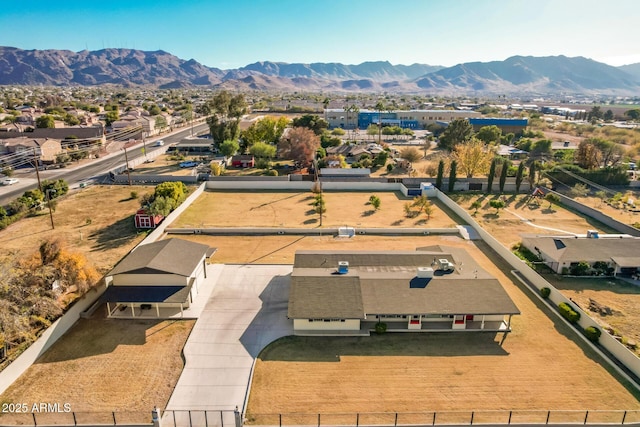 drone / aerial view with a mountain view