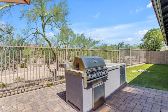 4301 E Abraham Ln, Phoenix, AZ 85050 - fenced backyard featuring exterior kitchen and a patio area
