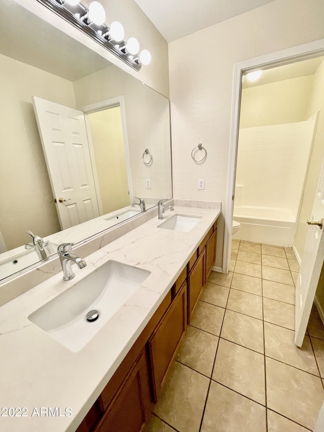 bathroom with tile patterned floors, toilet, and vanity