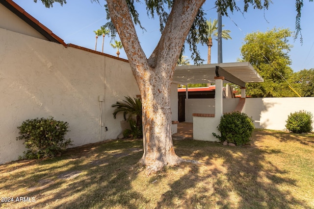 view of yard featuring a carport