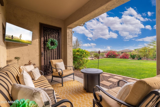 view of patio / terrace featuring an outdoor hangout area