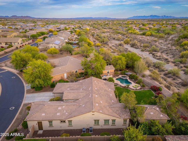 bird's eye view with a residential view and a mountain view