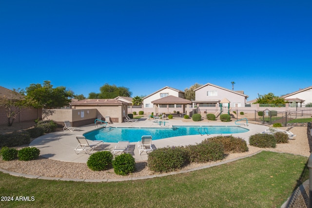 view of pool featuring a patio