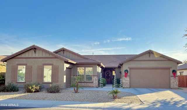 view of front of house with a garage