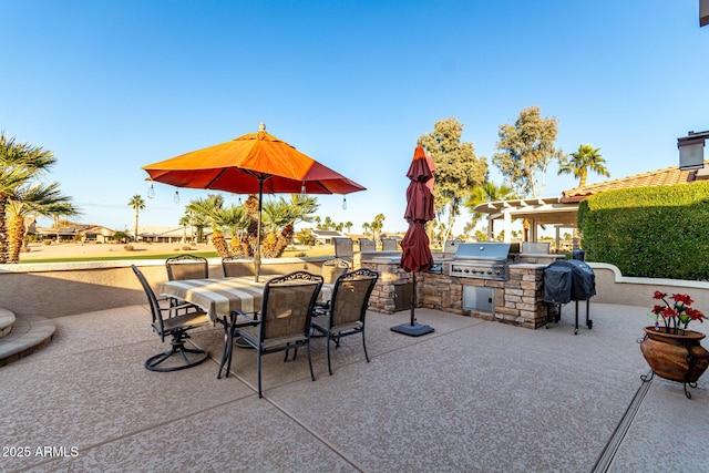 view of patio / terrace featuring a grill and exterior kitchen