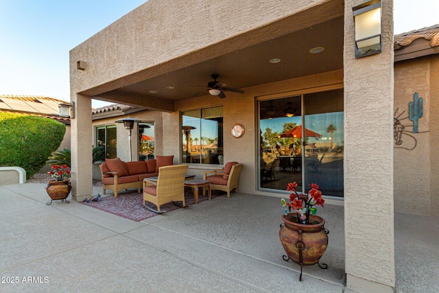 view of patio / terrace featuring an outdoor hangout area and ceiling fan