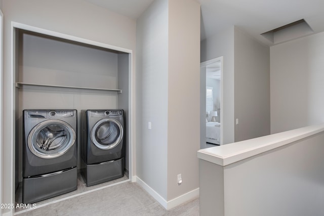 4438 N 27th St Unit 27, Phoenix, AZ 85016 - laundry room with washer and dryer, baseboards, and carpet floors