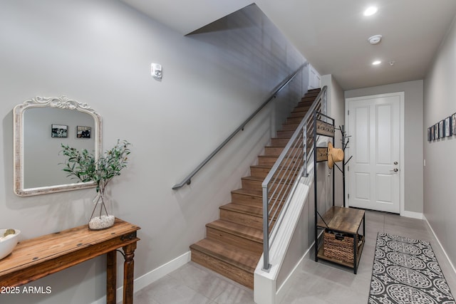 4438 N 27th St Unit 27, Phoenix, AZ 85016 - staircase featuring tile patterned floors, recessed lighting, and baseboards
