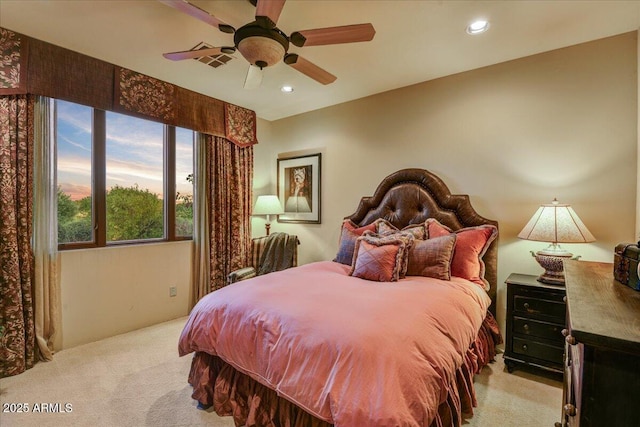 7710 E Golden Eagle Cir, Gold Canyon, AZ 85118 - carpeted bedroom featuring recessed lighting and a ceiling fan