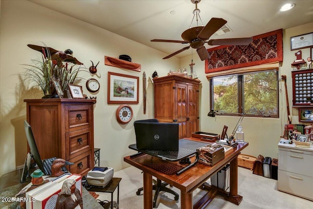 7710 E Golden Eagle Cir, Gold Canyon, AZ 85118 - office featuring ceiling fan and light carpet