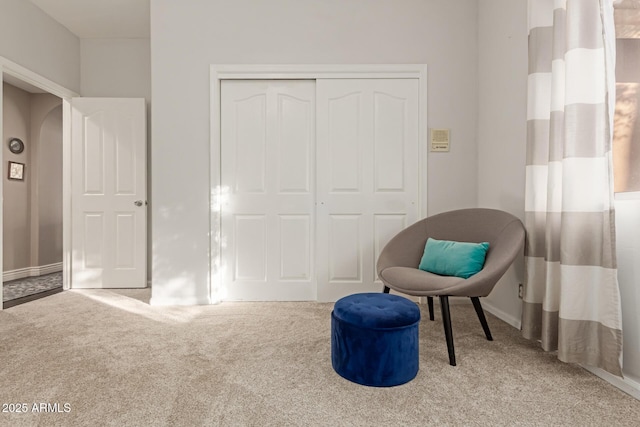 3733 E Kachina Dr, Phoenix, AZ 85044 - sitting room with carpet flooring, baseboards, and arched walkways