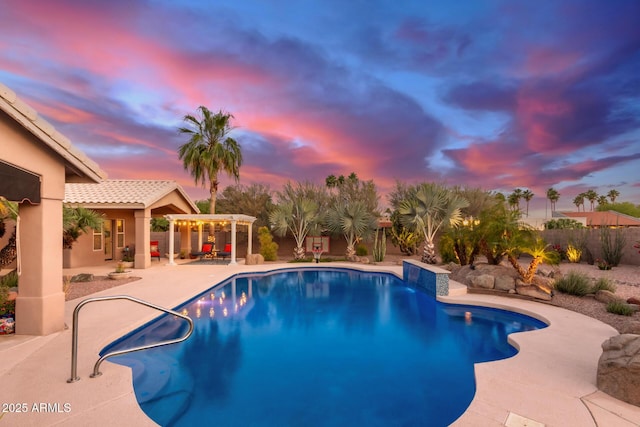 3733 E Kachina Dr, Phoenix, AZ 85044 - view of swimming pool featuring a pergola, a patio area, and a fenced backyard